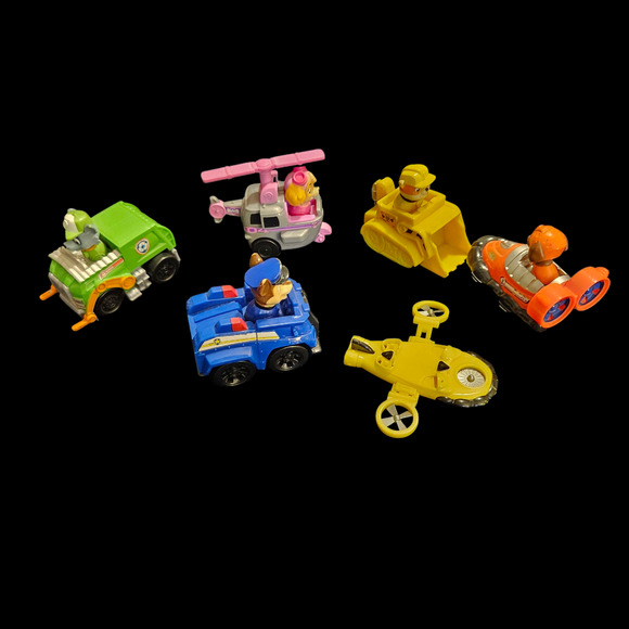 Paw Patrol Mini Vehicles Lot of 6 Figures Chase Skye Rocky Rubble Zuma Ryder - Picture 1 of 7